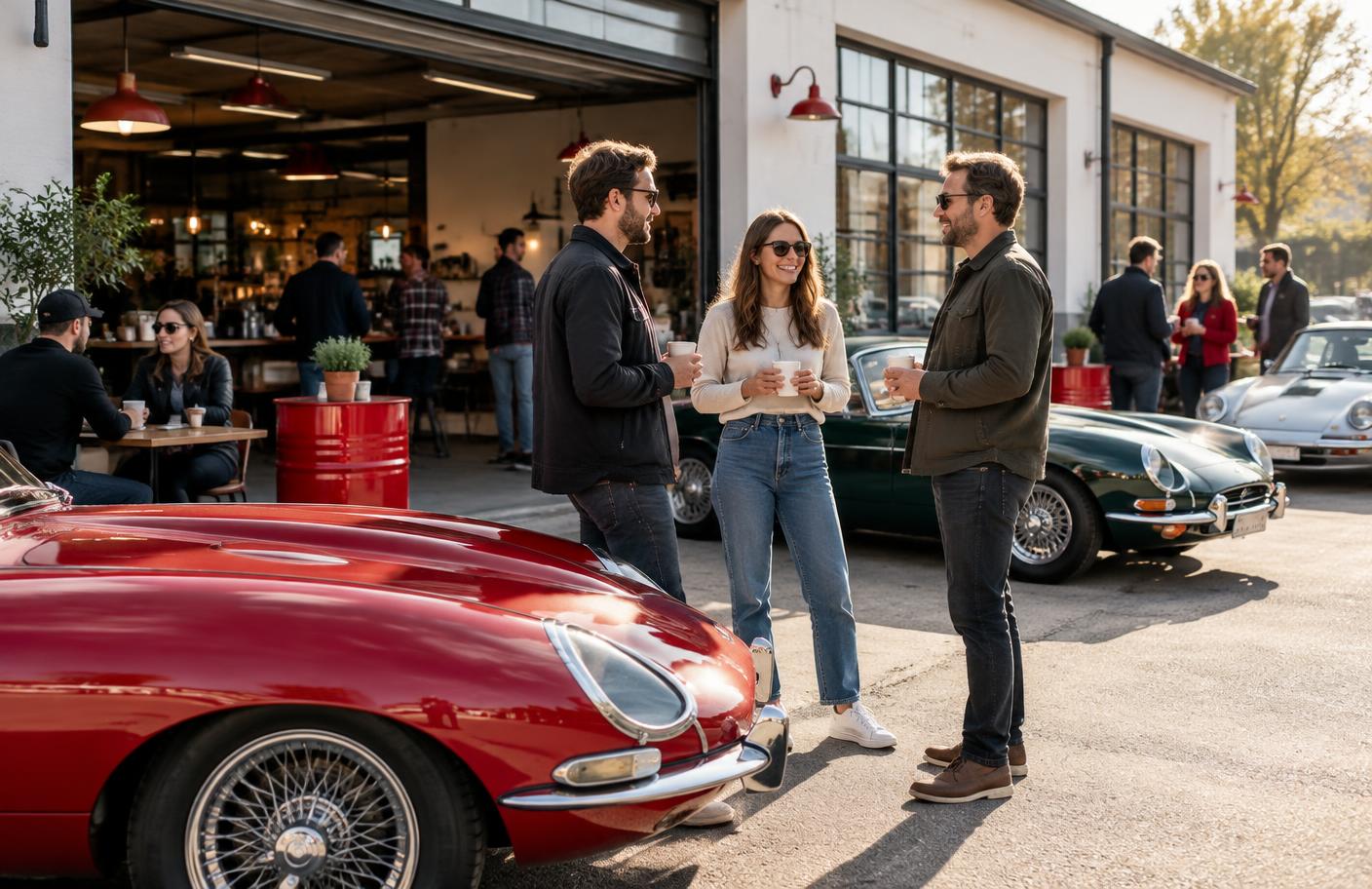 Setkání automobilové komunity před Kafedílnou